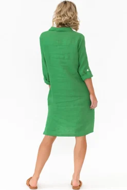 Linen Dresses<Gordon Smith Dakota Green Linen Shirt Dress
