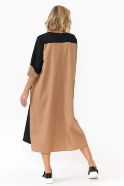 Cotton Dresses<Slate The Label Dancy Black Splice Cotton Dress