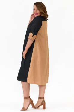 Cotton Dresses<Slate The Label Dancy Black Splice Cotton Dress