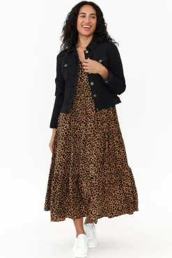 Jackets<Cafe Latte Danielle Black Stretch Jean Jacket