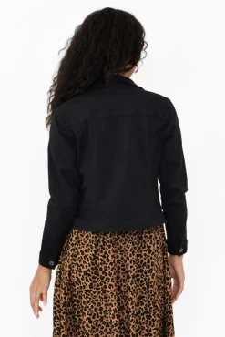 Jackets<Cafe Latte Danielle Black Stretch Jean Jacket