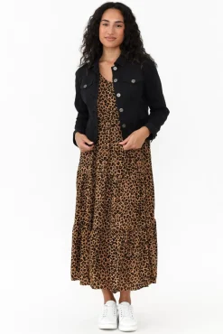 Jackets<Cafe Latte Danielle Black Stretch Jean Jacket