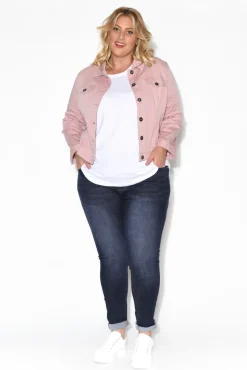 Jackets<Cafe Latte Danielle Blush Stretch Jean Jacket