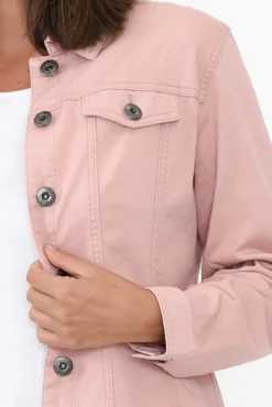 Jackets<Cafe Latte Danielle Blush Stretch Jean Jacket