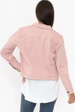 Jackets<Cafe Latte Danielle Blush Stretch Jean Jacket