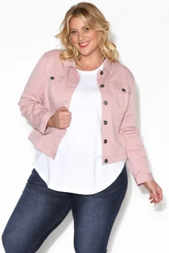 Jackets<Cafe Latte Danielle Blush Stretch Jean Jacket