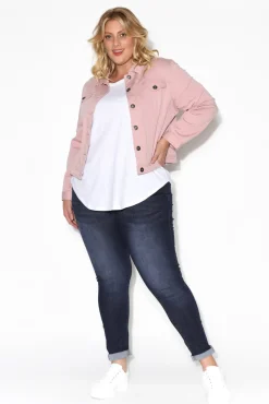 Jackets<Cafe Latte Danielle Blush Stretch Jean Jacket