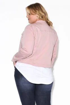 Jackets<Cafe Latte Danielle Blush Stretch Jean Jacket