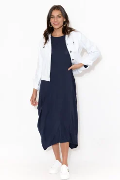 Jackets<Cafe Latte Danielle White Stretch Jean Jacket