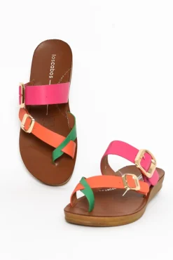 Slides<Los Cabos Dany Pink Tropical Buckle Slide