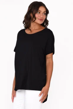 Sleeved Tops<Pq Danya Black Bamboo Top