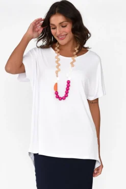 Sleeved Tops<Pq Danya White Bamboo Top