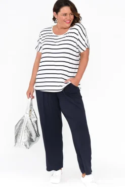 Sleeved Tops<Pq Danya White Stripe Bamboo Top