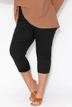 Pants<Orientique Darcy Black Cotton Capri Pant