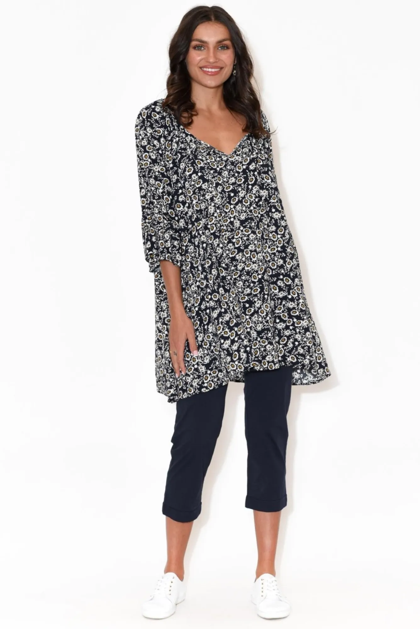 Pants<Orientique Darcy Navy Cotton Capri Pant