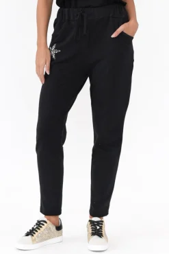 Pants<Cali and Co Darius Black Star Cotton Stretch Pant