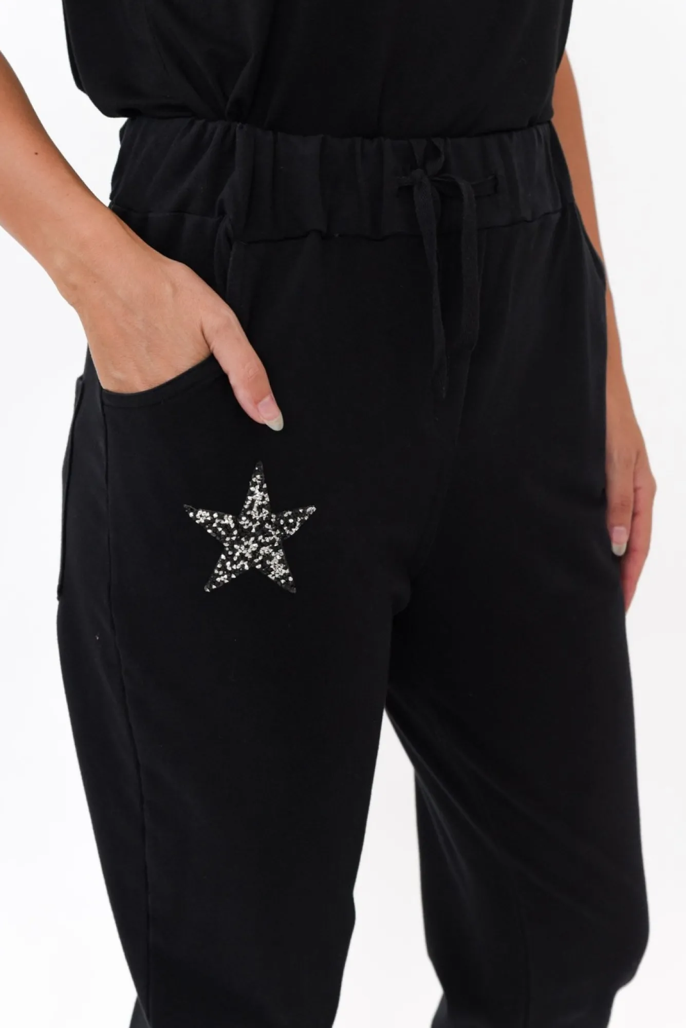 Pants<Cali and Co Darius Black Star Cotton Stretch Pant
