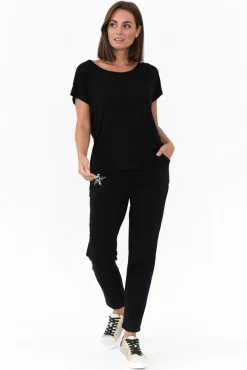 Pants<Cali and Co Darius Black Star Cotton Stretch Pant