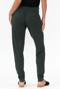 Pants<Bamboo Body Dark Green Bamboo Soft Slouch Pant