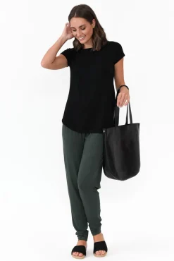 Pants<Bamboo Body Dark Green Bamboo Soft Slouch Pant