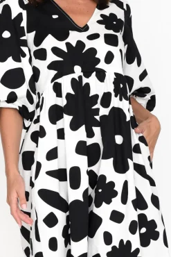 Cotton Dresses<Foil Darla Black Flower Cotton Poplin Dress