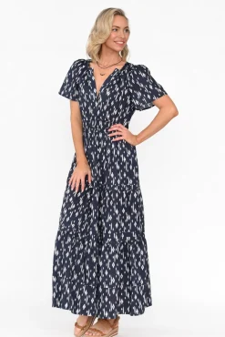 Cotton Dresses<Namastai Darwin Navy Dash Cotton Maxi Dress