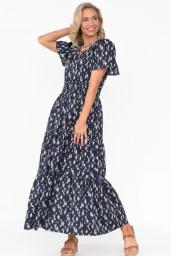 Cotton Dresses<Namastai Darwin Navy Dash Cotton Maxi Dress