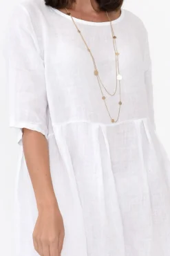 Linen Dresses<Donna Donna Davina White Linen Swing Dress