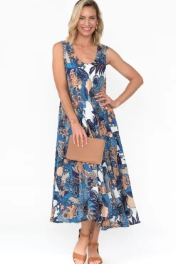 Cotton Dresses<Mozaic Daydream Blue Blossom Cotton Midi Dress