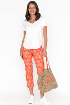 Pants<Foil Demi Orange Spot Cotton Blend Pant