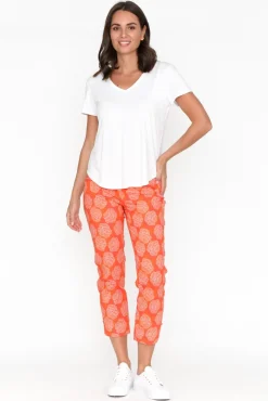 Pants<Foil Demi Orange Spot Cotton Blend Pant