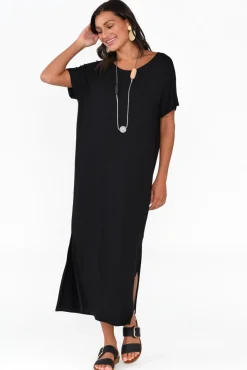 Bamboo Dresses<Pq Dempsey Black Bamboo Midi Dress