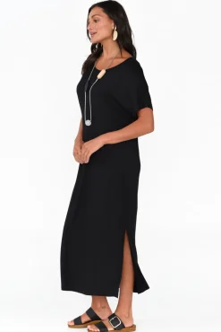 Bamboo Dresses<Pq Dempsey Black Bamboo Midi Dress
