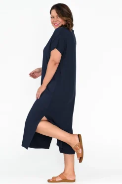 Bamboo Dresses<PQ Dempsey Navy Bamboo Midi Dress