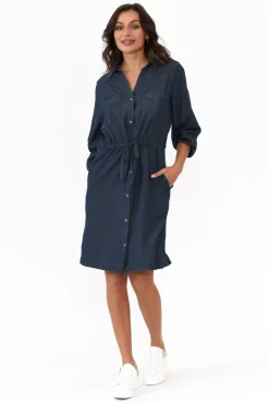 Above Knee Dresses<Betty Basics Denise Navy Tie Front Shirt Dress