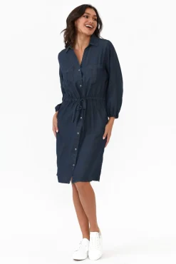 Above Knee Dresses<Betty Basics Denise Navy Tie Front Shirt Dress