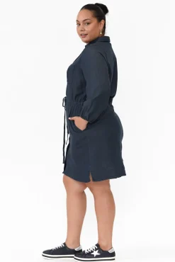 Above Knee Dresses<Betty Basics Denise Navy Tie Front Shirt Dress