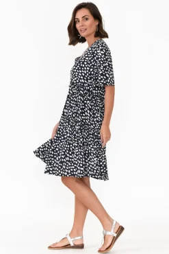 Above Knee Dresses<Slate the Label Denver Navy Spot Tier Dress