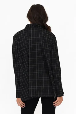 Jackets<Clarity Derby Black Check Zip Jacket