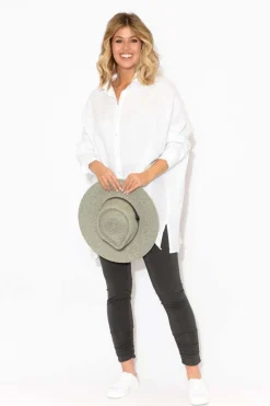 Linen Tops<Montaigne Desi Oversized White Linen Shirt