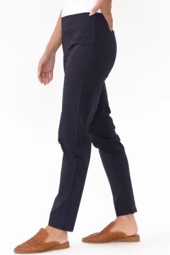 Pants<Orientique Devon Navy Cotton Stretch Pant