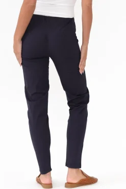 Pants<Orientique Devon Navy Cotton Stretch Pant