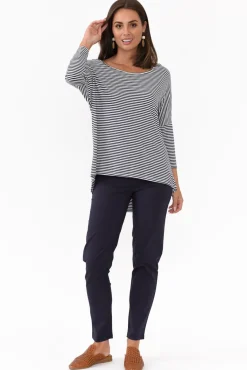 Pants<Orientique Devon Navy Cotton Stretch Pant