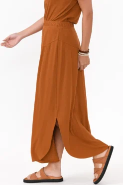 Skirts<Lou Lou Dionne Rust Ribbed Bamboo Skirt