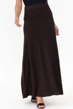 Skirts<Brave u0026 True Domenica Brown Knit Midi Skirt