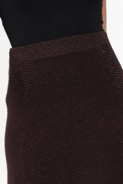 Skirts<Brave u0026 True Domenica Brown Knit Midi Skirt