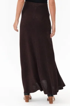 Skirts<Brave u0026 True Domenica Brown Knit Midi Skirt