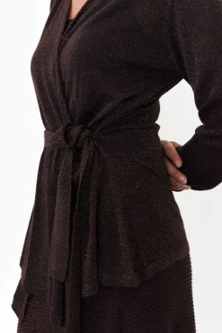 Cardigans<Brave u0026 True Domenica Brown Knit Tie Waist Cardigan