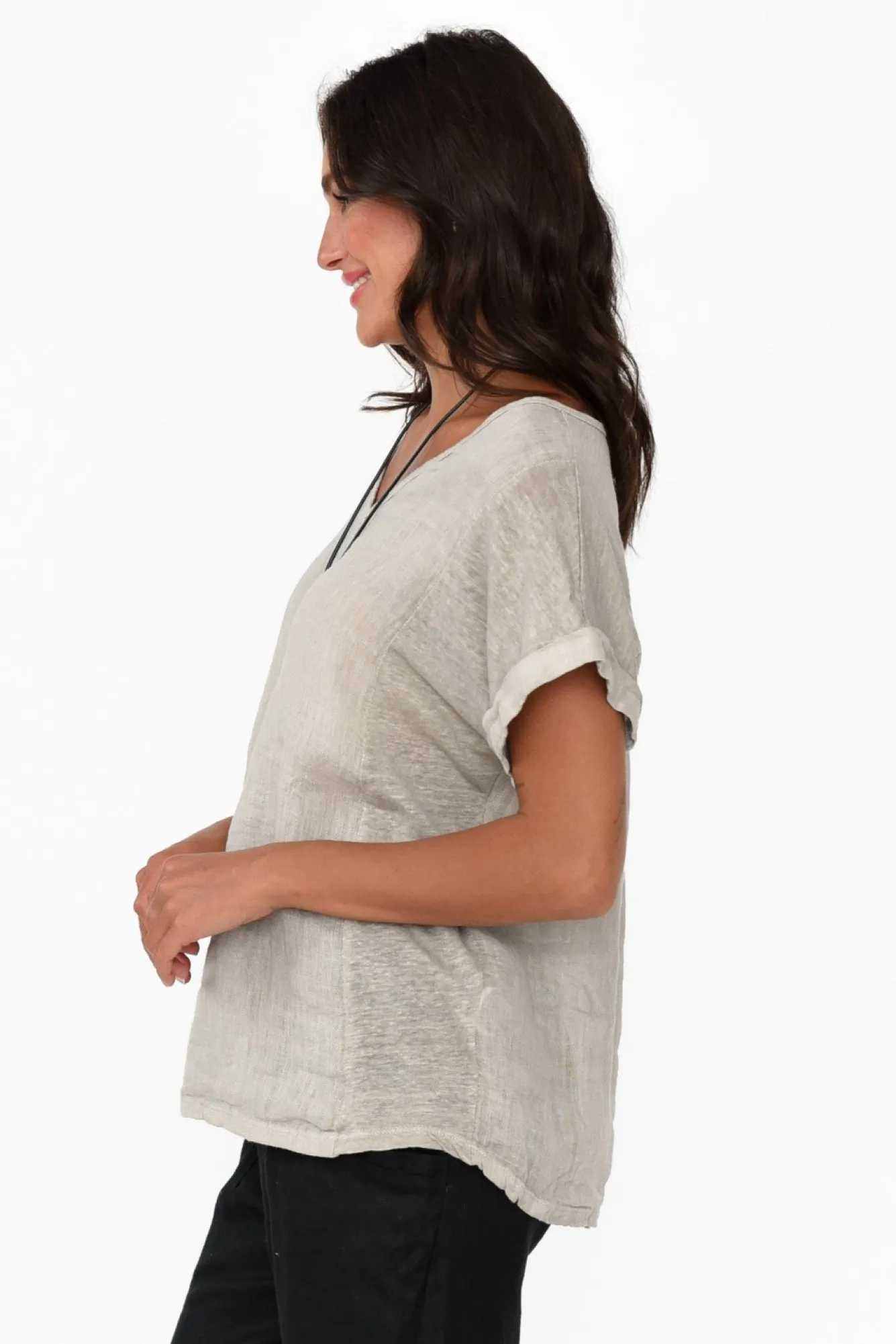 Cotton Tops<La Strada Dorian Beige Linen Cotton Top