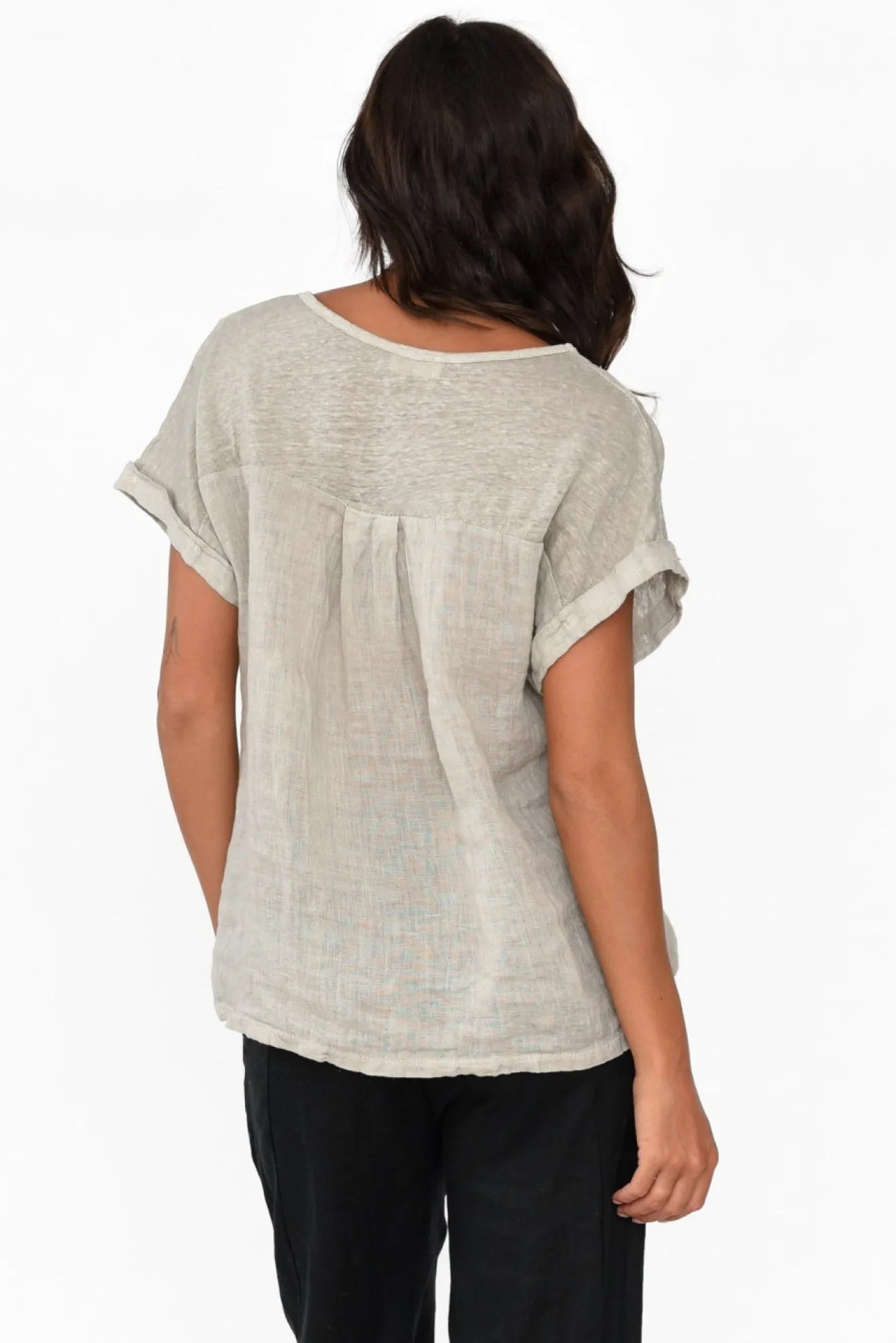 Cotton Tops<La Strada Dorian Beige Linen Cotton Top